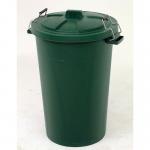 Coloured dustbin with locking clip lid, green 415697