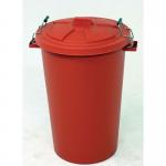 Coloured dustbin with locking clip lid, red 415698