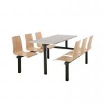 Beech seat fixed canteen table and chairs 416434