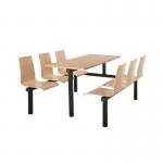 Beech seat fixed canteen table and chairs 416435