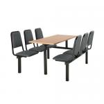 Upholstered fixed canteen table and chairs 416465