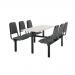 Upholstered fixed canteen table and chairs 416469