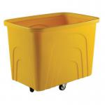 Slingsby robust rim tapered plastic container trucks, yellow castors in diamond pattern 416854