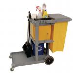 Multi-purpose cleaning trolley complete with bag and lockable box 417211