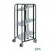 The picture shows Slingsby shelved trolleys with Konga multi-positional steel shelves. The trolleys are designed to easily move heavy items with stability and convenience. The trolleys have a strong steel frame and multiple shelves for efficient storage and transport.