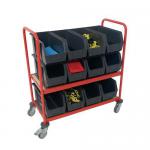Trolley Red With 12 X Grey Linbins (455 