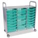 This image features a Gratnells shallow tray cupboard with an antimicrobial storage trolley. The trolley is filled with trays and has a clean, organized appearance.