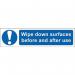 Wipe Down Surfaces Beforeand After Use - Sapp (200 X 50 Mm) 418068