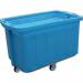 In the photo, we see a group of industrial slingsby warehouse trolleys made of plastic. These trolleys are self-levelling and have a capacity of 293 litres. They are perfect for transporting heavy loads in a warehouse setting.