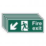 Fire Exit (man Arrow Downleft)- Sav (400 X 150 Mm) - Pack of 5 419123