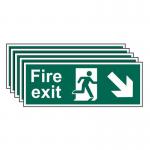 Fire Exit (man Arrow Downright)- 1.2 mm Recyclable Pp (400 X 150 Mm) - Pack of 5 419124