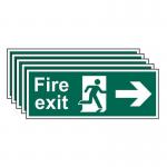 Fire Exit (man Arrow Right)- 1.2 mm Recyclable Pp (400 X 150 Mm) - Pack of 5 419128