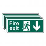 Fire Exit (man Arrow Down)- 1.2 mm Recyclable Pp (400 X 150 Mm) - Pack of 5 419136