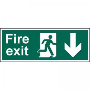 Fire Exit Man Arrow Down - Sav 400 X 150mm 419141