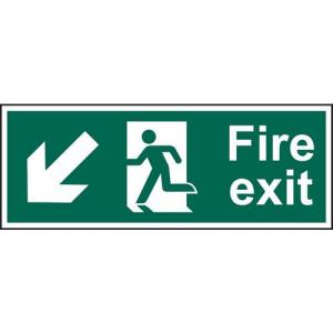 Fire Exit Running Man Arrow DownLeft Sapp 400 X 150mm 419148