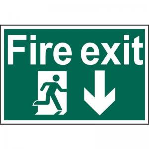 Fire Exit Running Man Arrow Down - Sapp 300 X 200mm 419185