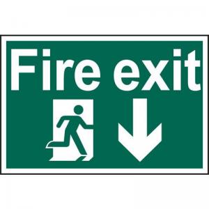 Fire Exit Running Man Arrow Down - Sapp 600 X 400mm 419186