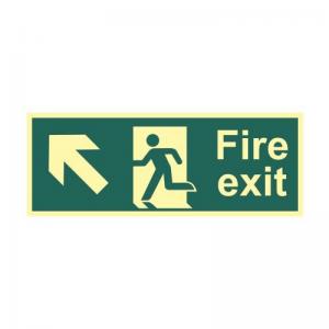 Fire Exit Man Arrow UpLeft - Photolum. 400 X 150mm 419208