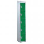 Standard Locker - with Sloping Top 1800.450.450 - 5 Compartment Green Doors 419233