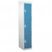 Standard Locker - with Sloping Top 1800.450.450 - 3 Compartment Light Blue Doors 419255