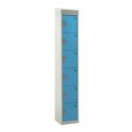 Standard Locker - with Sloping Top 1800.450.450 - 6 Compartment Light Blue Doors 419258