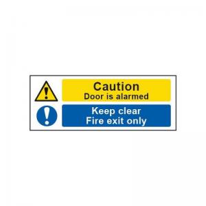 Caution Door Is Alarmed Keep Clear Fire Exit Only - Sav 400 X 150mm