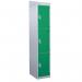 Standard Locker - with Sloping Top 1800.300.300 - 3 Compartment - Green Doors 419301