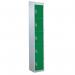 Standard Locker - with Sloping Top 1800.300.300 - 5 Compartment - Green Doors 419303