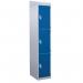 Standard Locker - with Sloping Top 1800.300.300 - 3 Compartment - Dark Blue Doors 419313