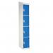 Standard Locker - with Sloping Top 1800.300.300 - 4 Compartment - Dark Blue Doors 419314