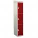 Standard Locker - with Sloping Top 1800.300.300 - 3 Compartment - Red Doors 419331