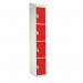 Standard Locker - with Sloping Top 1800.300.300 - 4 Compartment - Red Doors 419332