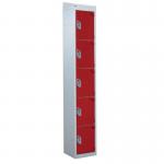 Standard Locker - with Sloping Top 1800.300.300 - 5 Compartment - Red Doors 419333