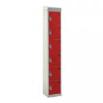 Standard Locker - with Sloping Top 1800.300.300 - 6 Compartment - Red Doors 419334