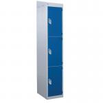 Standard Locker - with Sloping Top 1800.300.450 - 3 Compartment - Dark Blue Doors 419355