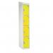 Standard Locker - with Sloping Top 1800.300.450 - 4 Compartment - Yellow Doors 419362
