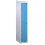 Standard Locker - with Sloping Top 1800.300.450 - 2 Compartment - Light Blue Doors 419366