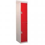 Standard Locker - with Sloping Top 1800.300.450 - 2 Compartment - Red Doors 419372