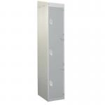 Standard Locker - with Sloping Top 1800.380.380 - 3 Compartment Light Grey Doors 419391