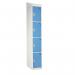 Standard Locker - with Sloping Top 1800.380.380 - 4 Compartment Light Blue Doors 419410