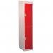 Standard Locker - with Sloping Top 1800.380.380 - 2 Compartment Red Doors 419414
