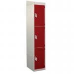 Standard Locker - with Sloping Top 1800.380.380 - 3 Compartment Red Doors 419415