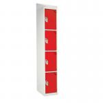 Standard Locker - with Sloping Top 1800.380.380 - 4 Compartment Red Doors 419416