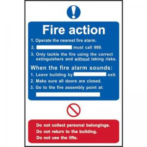 Fire Action Procedure - Sav 200 X 300mm 419507