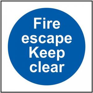 Fire Escape Keep Clear - 1.2mm Recyclable Pp 100 X 100mm 419530