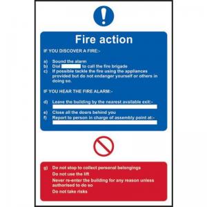 Fire Action Procedure - 1.2mm Recyclable Pp 200 X 300mm 419538