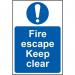 Fire Escape Keep Clear- 1.2 mm Recyclable Pp (400 X 600 Mm) 419564