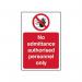 No Admittance Authorisedpersonnel Only - 1.2 mm Recyclable Pp (200 X 300 Mm) 420036