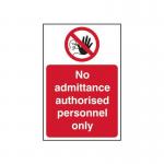 No Admittance Authorisedpersonnel Only - 1.2 mm Recyclable Pp (400 X 600 Mm) 420038
