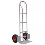 Steel sack trucks with fixed toe plate - P-loop handle, puncture-proof tyres 420995
